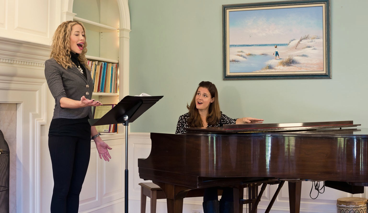 Dr. Bridges teaching at the piano